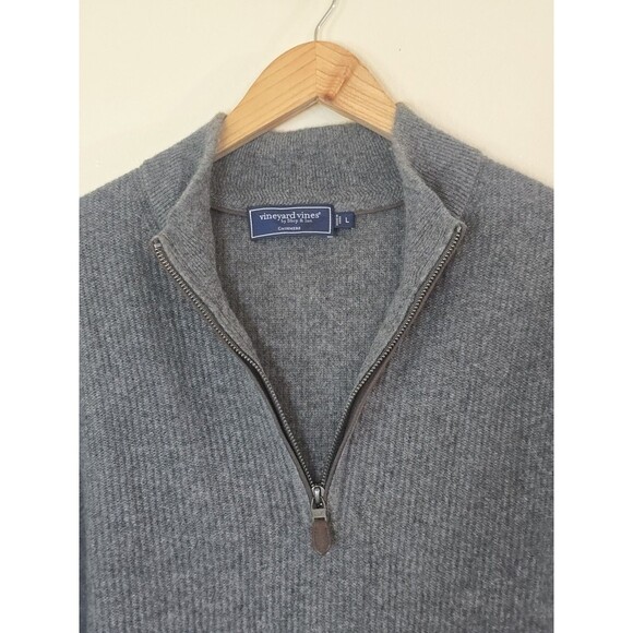 Vineyard Vines Cashmere Quarter Zip Pullover Sweater Mens Size Large Gray - Picture 5 of 10
